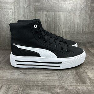 PUMA Kaia 2.0 Women's 10 Black White Canvas Fabric Platform Shoes 392325-02